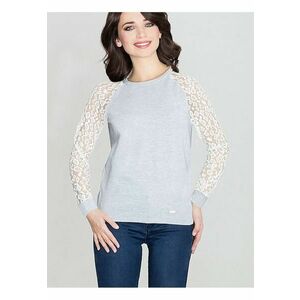 Bluza dama - maneci dantela - gri - bumbac imagine