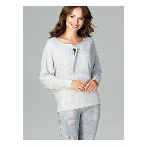 Bluza dama gri - tricotata - maneci lungi - decolteu cu papion - material viscoza imagine