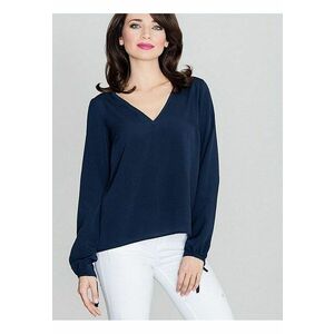 Bluza dama bleumarin - maneci lungi innodate - decolteu mic - cravata spate - poliester imagine