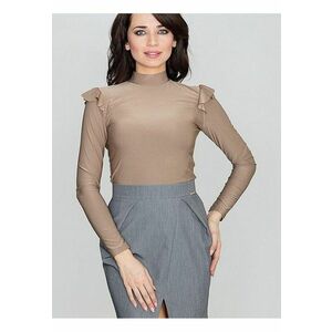 Bluza dama bej - poliester - maneci lungi - ornament volan imagine