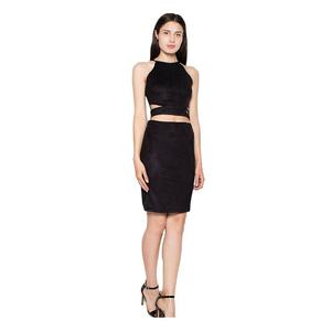 Set top/fusta dama - Poliester/Elastan - Negru - imagine