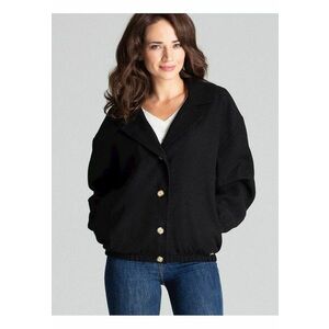 Geaca scurta - neagra - cu maneci supradimensionate - buzunare laterale - poliester - imagine