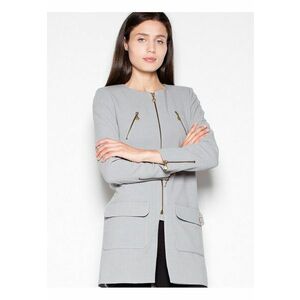 Palton dama gri - croiala dreapta - fermoar - buzunare decorative - material poliester - imagine