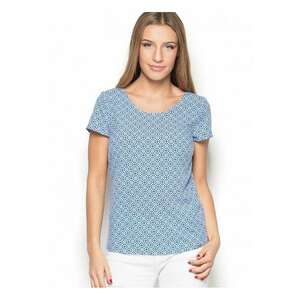 Bluza dama model geometric - maneci scurte - albastru - textil - imagine