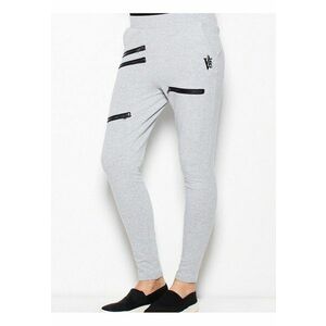 Pantaloni sport dama - mulati - cu talie joasa - gri - bumbac imagine