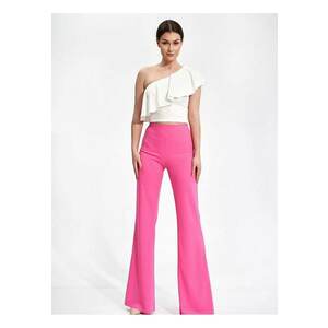 Pantaloni dama evazati - elastic - roz - poliester imagine