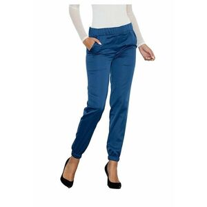Pantaloni dama M556 - albastri - talie elastica - cu buzunare - poliester/elastan imagine