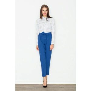 Pantaloni dama skinny - bleumarin - cu cravata in talie - imagine