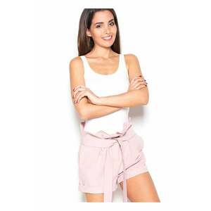 Pantaloni scurti dama roz - talie stransa - picioare largi - viscoza - imagine