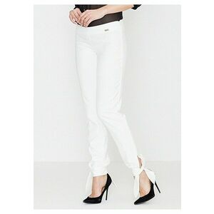 Pantaloni dama K393 - alb - poliester si elastan - model skinny - talie elastica - imagine