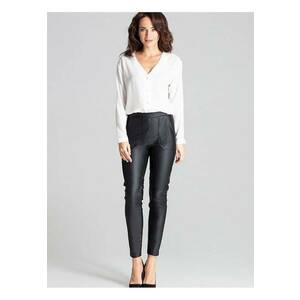 Pantaloni dama - piele ecologica - buzunare mari - negru imagine