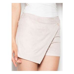 Pantaloni scurti dama bej - poliester - croiala dreapta - fermoar decorativ - imagine
