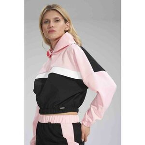 Hanorac scurt dama negru/roz - maneci lungi - poliester - imagine