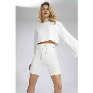 Bluza dama - Maneci decupate - Bumbac/Elastan - Alb - imagine