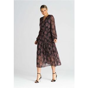 Rochie midi M941 - florala - eleganta - confortabila - poliester - multicolor - imagine