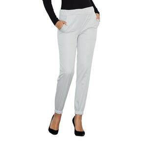Pantaloni dama gri - cu talie elastica - buzunare - poliester/elastan - imagine