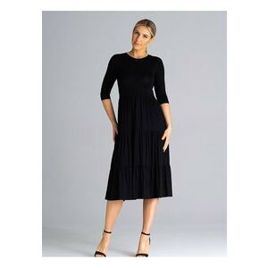 Rochie neagra - pentru zi cu zi - din material usor - imagine