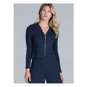 Bluza dama viscoza/poliester - maneci lungi - cu fermoar - bleumarin - imagine