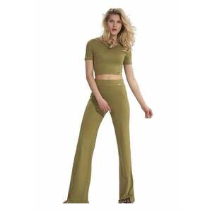Pantaloni dama - evazati - talie elastica - verde - viscoza - imagine