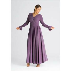 Rochie maxi violet - maneci lungi - din poliester - imagine