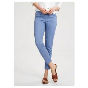 Pantaloni dama M696 - eleganti - cu nasturi - albastri - poliester imagine