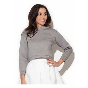 Bluza dama scurta - maneci lungi - gri - poliester - imagine