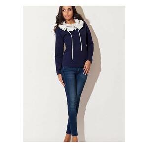 Hanorac dama maneci lungi - gluga - bumbac 95% elastan 5% - bleumarin imagine