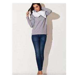 Hanorac dama maneci lungi - gluga - bumbac 95% elastan 5% imagine