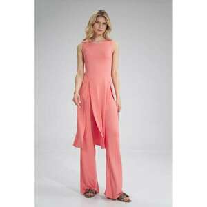 Rochie roz - viscoza - cu crapaturi - pentru femei - imagine
