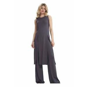 Tunica gri - midi - fara maneci - fante decorative - elastan 5% - viscoza 95% - imagine