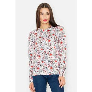 Hanorac cu model floral alb - poliester - fara gluga imagine