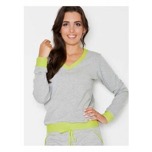 Bluza dama gri - maneci lungi - decolteu in V - bumbac 75% imagine