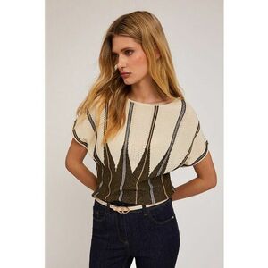 Pulover cu maneci scurte si model geometric imagine