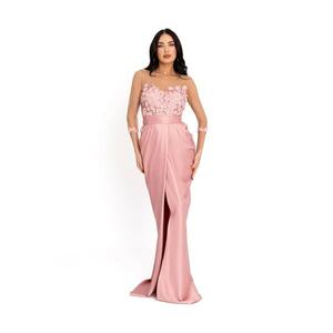 Rochie de satin cu detaliu floral imagine