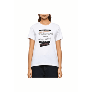 Tricou dama cu imprimeu - bumbac - alb imagine