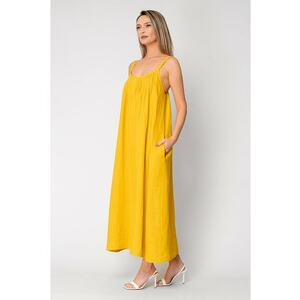 Rochie lunga cu bretele 100% IN - Mustard 16629 imagine
