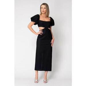 Rochie midi cu maneci bufante Black 16630 imagine