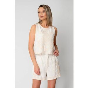Set Vesta si pantalon scurt cu broderie Beige 16608 imagine