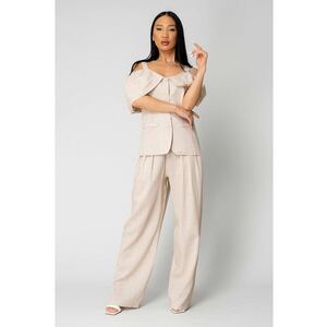 Set Sacou cu umeri cazuti pantalon lung Beige 16633 imagine