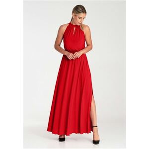 Rochie maxi rosie - eleganta - fara maneci - poliester imagine