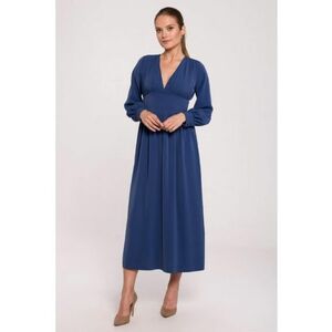 Rochie maxi cambrata in talie cu decolteu in V - imagine