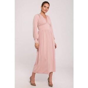 Rochie maxi cambrata in talie cu decolteu in V - imagine