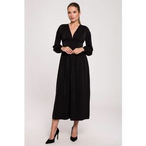 Rochie maxi cambrata in talie cu decolteu in V - imagine