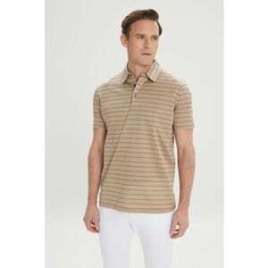 Tricou polo din bumbac cu model in dungi imagine