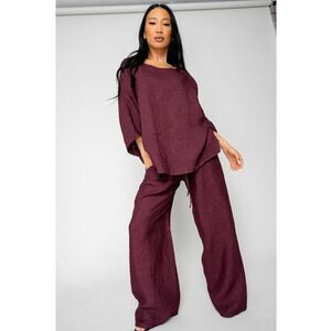 Set Kalie Bluza si Pantalon lung 100% IN Burgundy 15907 imagine