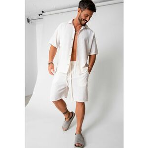 Set Rivolo camasa maneca scurta si pantalon scurt Cream 16698 imagine