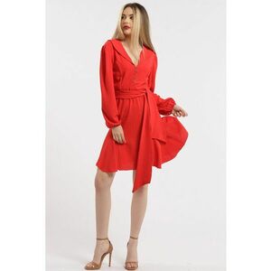 Rochie cu terminatie asimetrica si decolteu in V imagine
