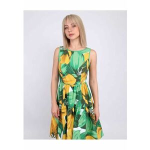 Rochie evazata din bumbac - cu imprimeu tropical imagine