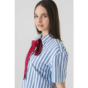 Camasa cu imprimeu cu model in dungi si maneci scurte imagine