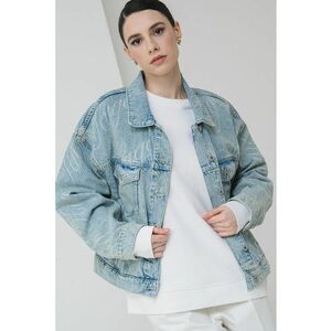Jacheta din denim cu imprimeu logo Lou imagine